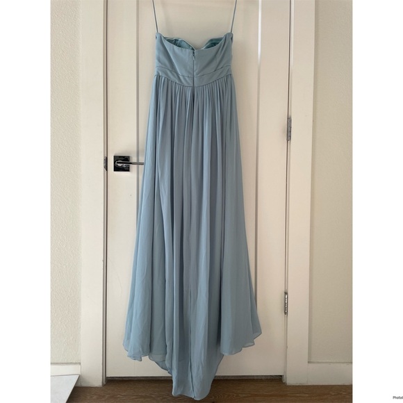 Jenny Yoo Annabelle Convertible Tulle Column Dress Dusty Blue Size 10 - Picture 3 of 8